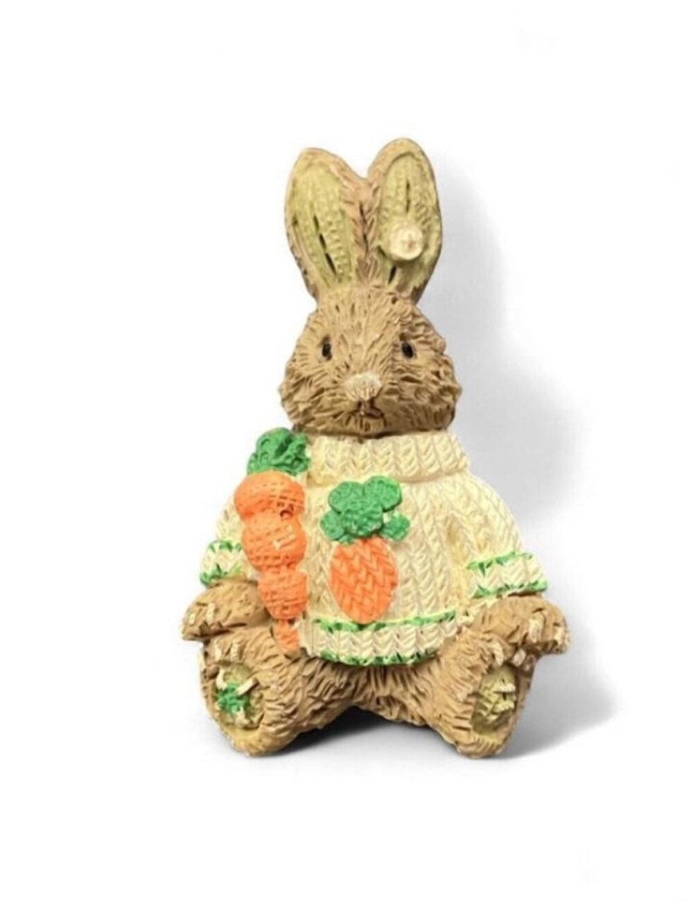 Vintage Bunny Rabbit Brooch Pin Easter Spring Carrot Sweater Figurine Style